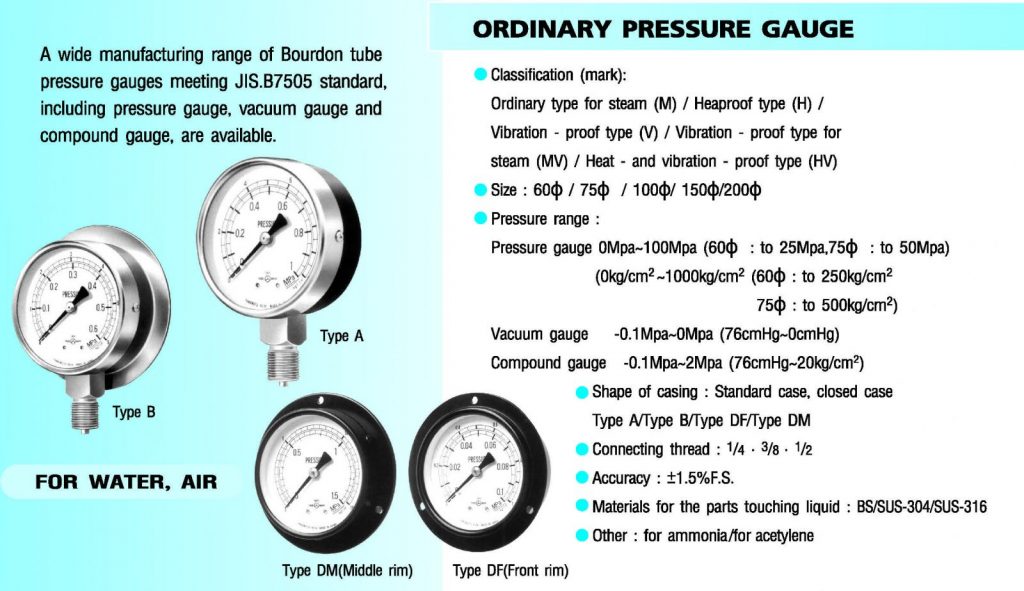 YAMAMOTO KEIKI_Ordinary Pressure gauge_K C MAHANAKORN CO.,LTD.