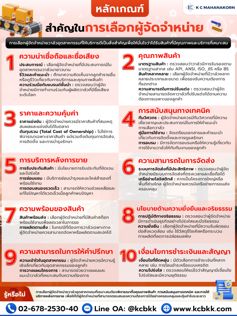 หลักเกณฑ์สำคัญในการเลือกผู้จัดจำหน่าย